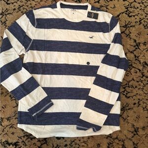 NWT Hollister Blue and White Striped Men's Shirt